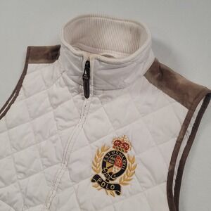 Polo Ralph Lauren Vest Womens Med Quilted Puffer Zip Crest Equestrian Gilet
